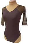 Coffee Leotard with mesh 3/4 Sleeves #344-331