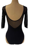 Black Leotard with mesh 3/4 Sleeves #344-331