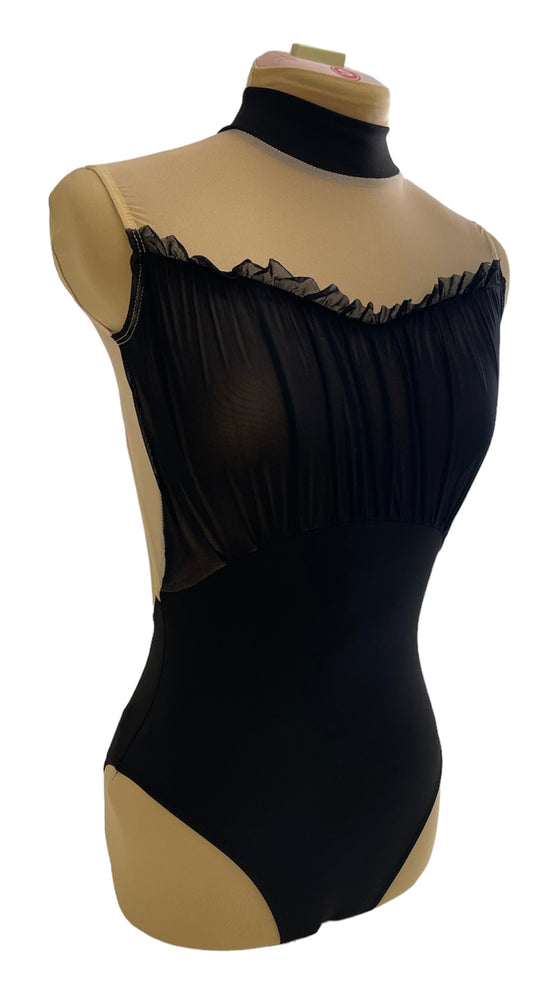 Black Leo with front lace and nude open back #353-686