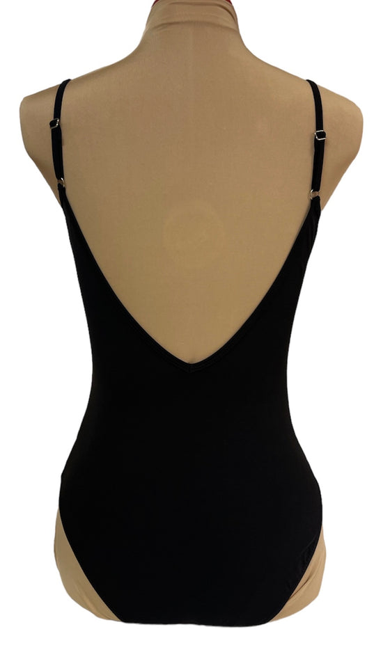 Black Leotard with V shaped open back #989-511