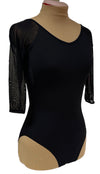 Black Leotard with mesh 3/4 Sleeves #344-331