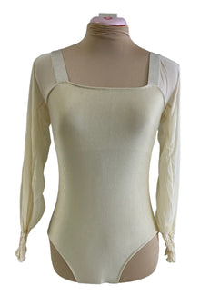  Light Gold Leo with long mesh sleeves ruched at the wrist #222-772