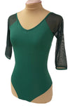 Green Leotard with mesh 3/4 Sleeves