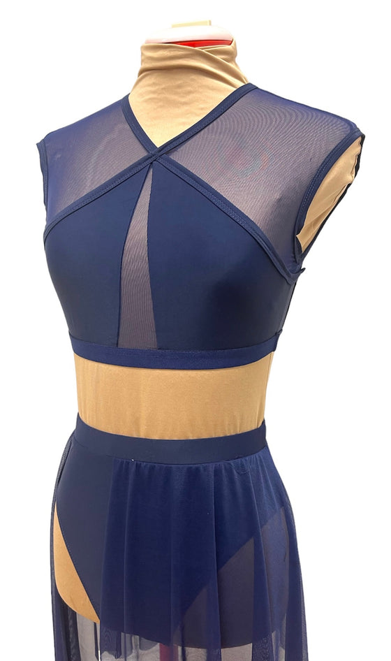 Navy Blue two piece with Skirt #344-331