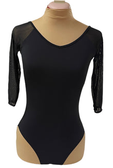  Black Leotard with mesh 3/4 Sleeves #344-331