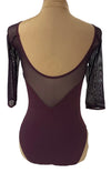 Eggplant Purple Leotard with mesh 3/4 Sleeves