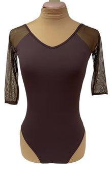  Coffee Leotard with mesh 3/4 Sleeves #344-331