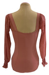 Mauve Pink Leo with long mesh sleeves ruched at the wrist #222-772