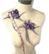 Pair of Purple and Gray appliques with 3D flowers