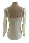 Light Gold Leo with long mesh sleeves ruched at the wrist #222-772