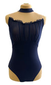 Navy Blue Leo with front lace and nude open back #353-686