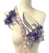 Pair of Purple and Gray appliques with 3D flowers