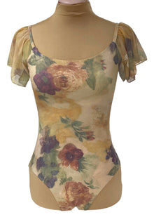  Floral Leotard with shoulder ruffles #344-331