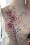 3D Flowers Pink and baby blue appliqués #146-917