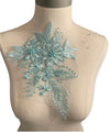 Mint Green Floral Appliques with Rhinestones and Pearls #273-831