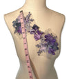 Pair of Purple and Grey appliques with 3D flowers