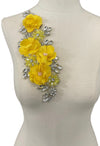 Yellow 3 D flowers with Crystal