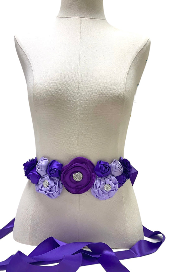 Purple Flower Sash with Crystals #798-771