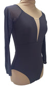 Gray Leotard with Mesh insert and Sleeves #989-511