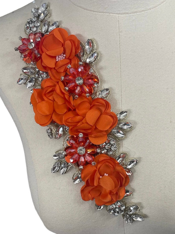 Orange 3D flowers with Crystal