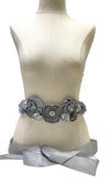 Large Gray Flower Sash with Crystals #798-771