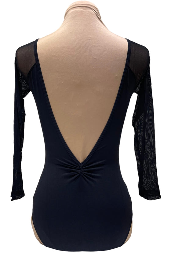 Black Leotard with Mesh insert and Sleeves