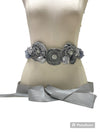 Large Gray Flower Sash with Crystals #798-771