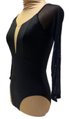 Black Leotard with Mesh insert and Sleeves