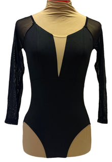  Black Leotard with Mesh insert and Sleeves