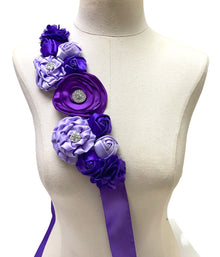  Purple Flower Sash with Crystals #798-771