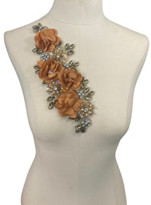  Copper Brown 3D flowers with Crystal