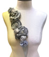 Large Gray Flower Sash with Crystals #798-771