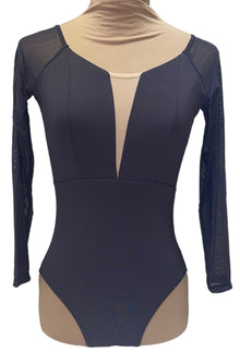  Gray Leotard with Mesh insert and Sleeves #989-511