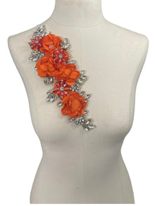  Orange 3D flowers with Crystal