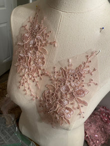  Pink floral lace appliqués #798-771