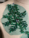 Emerald green with gold threading appliqués