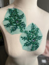 Emerald green with gold threading appliqués