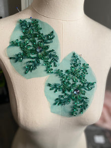  Emerald green with gold threading appliqués