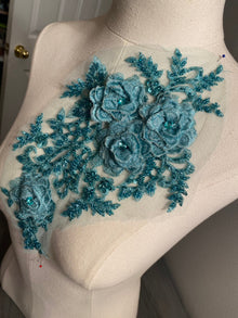  3D flowers with beads appliqués