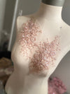 Pink floral lace appliqués #798-771