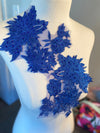 Pair of Royal Blue floral appliques with rhinestones #798-771