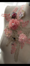 3D flower appliqué pink with gold