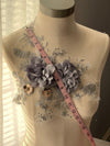 Gray 3D Flowers lace applique