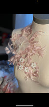 3D flower pink lace appliqué