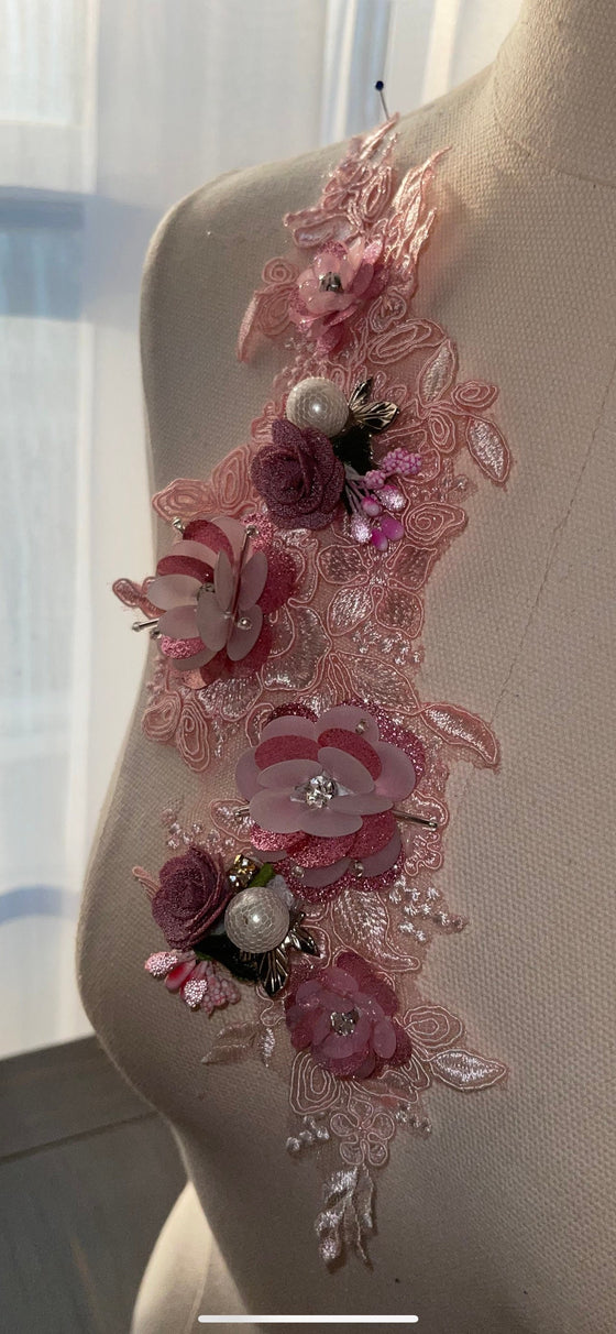 3D Flowers lace applique