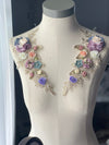 Pair or Single Multi color 3D flowers lace appliqués