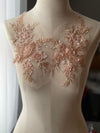 Pair of beaded floral appliques #146-917