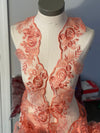 Peach 3D flower lace trim by the yard with pearls