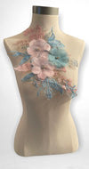 3D Flowers Pink and Teal Appliqués