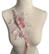 3D White and Pink Floral Appliqué with Pearls #798-771